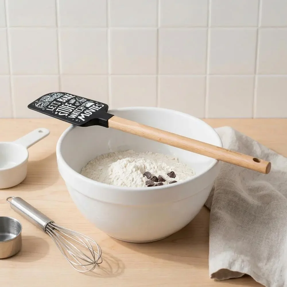 Let’s Bake Stuff and Watch Movies Silicone Spatula with Wooden Handle | Heat Re